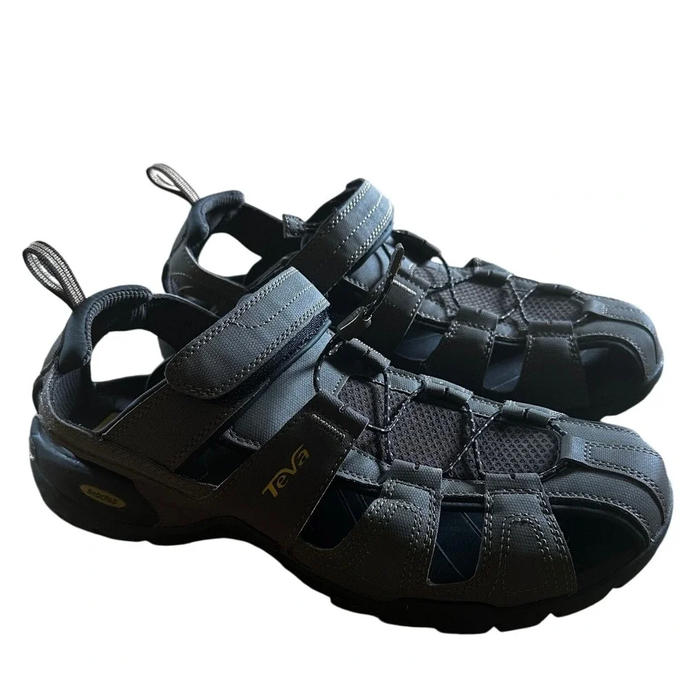 Teva Omnium Mens 13 Grey Hiking Sandals Closed Toe Water Shoes 1001116 ShocPad